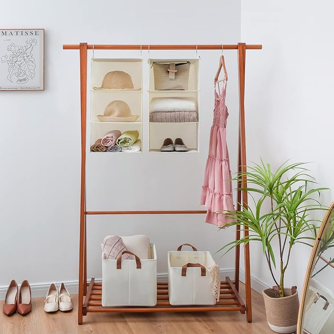 GRANNY SAYS 6-Shelf Hanging Closet Shelves, Separable to 2 Pack 3-Shelf Closet Shelves Organizer, Hanging Organizers and Storage for Living Room, Beige-NeatNest