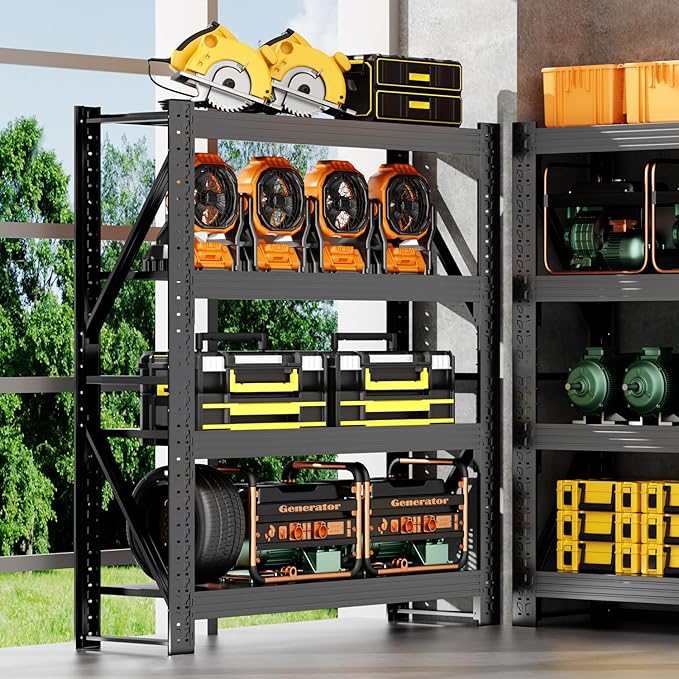 32" W Garage Shelving,4-Tier Heavy Duty Storage Shelves Unit with Adjustable Metal Shelf for Warehouse,Basement,Workshop,3000LBS,32" W x 20" D x 63" H,Black-NeatNest