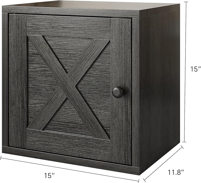FUSUNBAO Magic DIY Cube Storage Organizer Stackable Cubes for Home Books Clothes Toy-Modular Cubby Storage System-Office Cubical-Bookcase Closet (French Oak,Door Cube)-NeatNest
