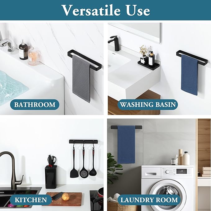 Bathroom Towel Bar, SUS304 Stainless Steel Towel Racks for Bathroom Wall Mounted, Heavy Duty Towel Holder Kitchen Bathroom Accessories Modern Home Decor (12 Inch)