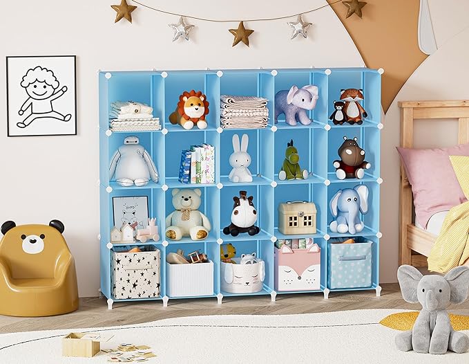 HOMIDEC 20-Cube Storage Organizer, Closet Organizer Storage Shelf Bookcase Bookshelf with Metal Hammer, Storage Cubes Organizer Cabinet for Kids, Closet, Bedroom, Bathroom-NeatNest