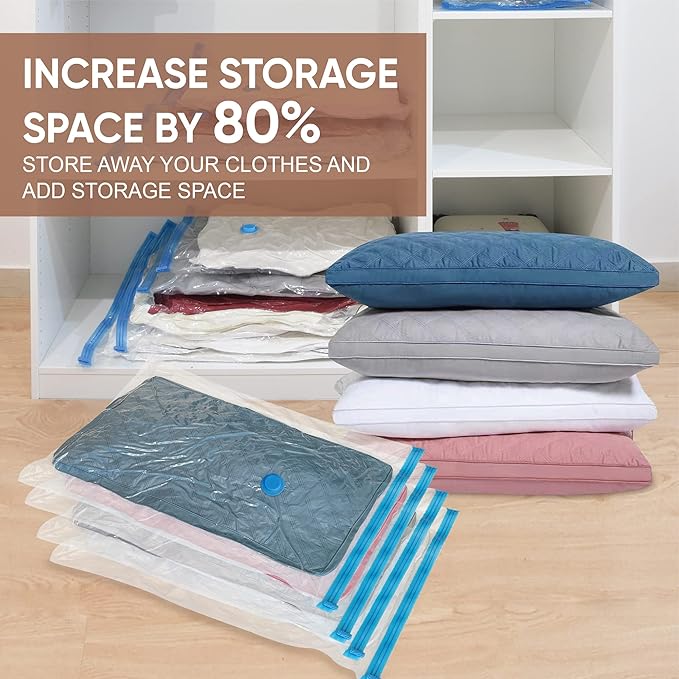 10 Small Vacuum Storage Bags with Travel Hand Pump, Small Vacuum Seal Bags for Clothing, Space Saver Bags for Clothes-NeatNest