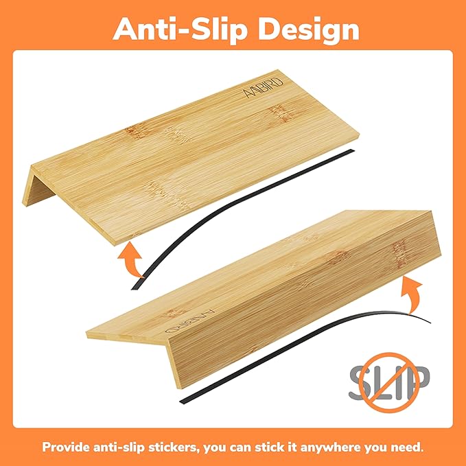 AMBIRD Bamboo Spice Drawer Organizer with Non-slip Mat,4 Tier - 2 Set Jar Spice Rack Tray From 9.5''to 19'', Seasoning Organizer for Kitchen,Cabinet,Drawers,Countertop-NeatNest