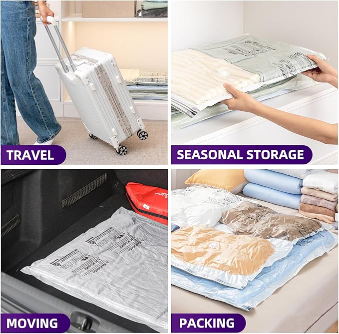 TAILI 12 Pack Combo Vacuum Storage Bags, Vacuum Seal Bags for Clothing (4 Jumbo, 4 Large, 4 Medium), Space Saver for Bulky Beddings, Comforters, Blanket, Closet Organization Space Saving-NeatNest