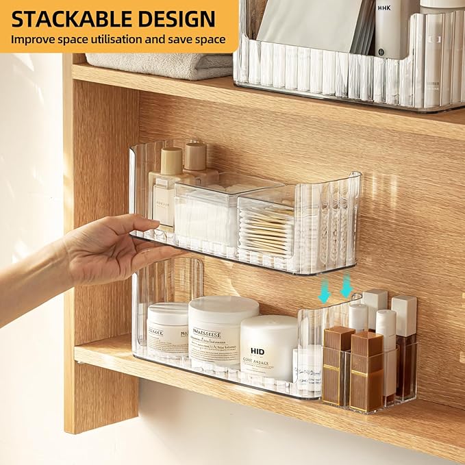 2-Tier Clear Medicine Cabinet Organizer, Modern Style, 2 Shelves, Easy Access, Countertop Mount, Plastic Finish-NeatNest
