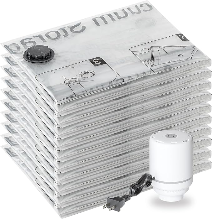 SUOCO 10 Jumbo XXL Vacuum Storage Bags with Electric Pump, Space Saver Bags, Compression Airtight Sealer Bags for Travel, Clothes, Pillows, Comforters, Blankets-NeatNest