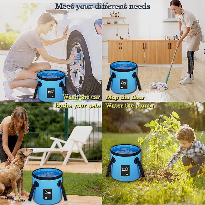 Esthesia Collapsible Bucket, 5 Gallon Portable Folding Water Container for Travelling, Camping, Hiking, Fishing, Gardening-NeatNest