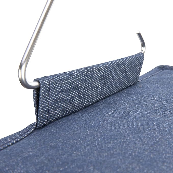 Household Essentials Hanging Cotton Blend Closet Organizer with 3 Storage Shelves, Denim-NeatNest