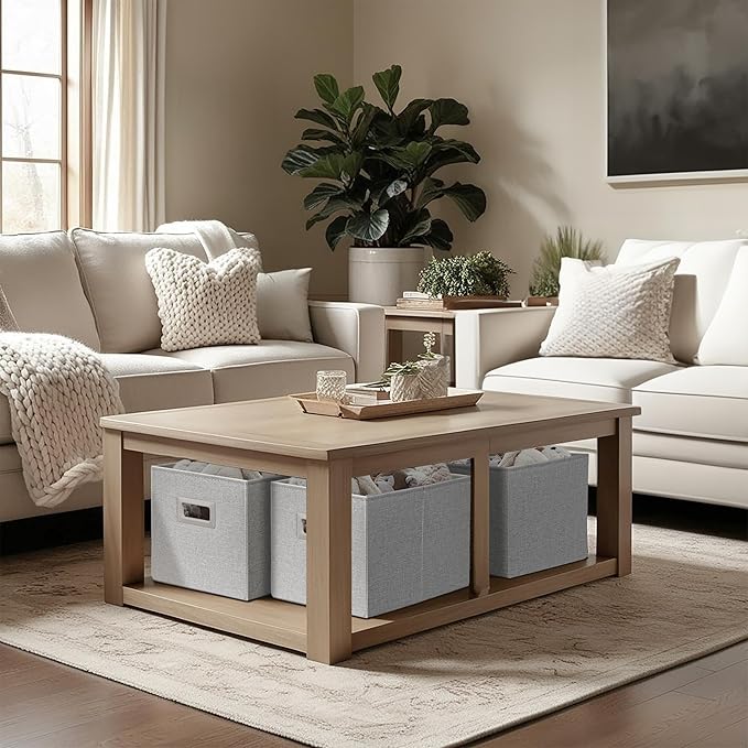 DECOMOMO Storage Bins for Shelves Robust Fabric Closet Bins for Shelves Toy Storage Clothes Books (Pack of 3 – Light Grey)-NeatNest