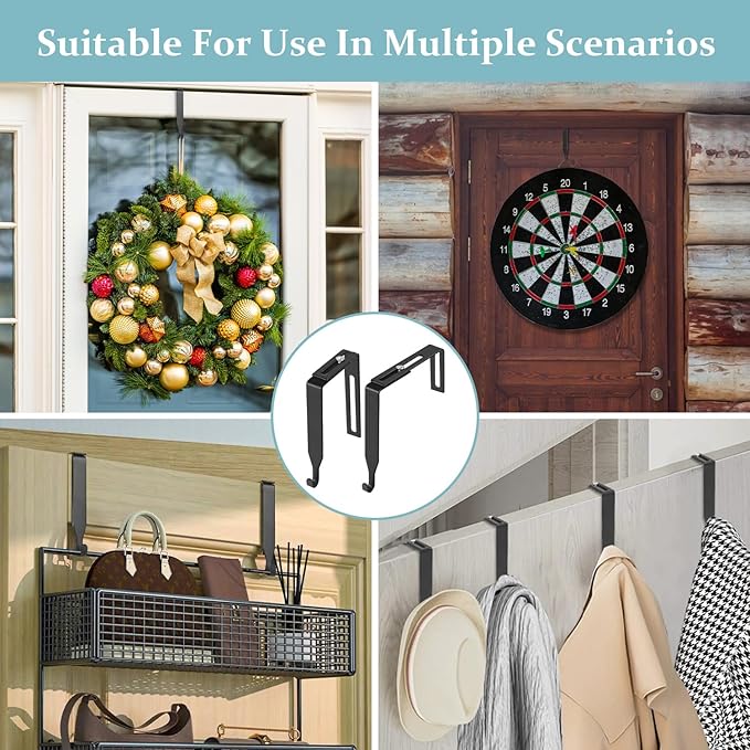 10 Pcs Over The Door Hooks, Adjustable Cubicle Hooks, Premium Metal Cubicle Door Hangers, Fit 1 3/8" to 3 1/2" Panels Heavy Duty Holder for Clothes, Towels, Hats, Coats, Black