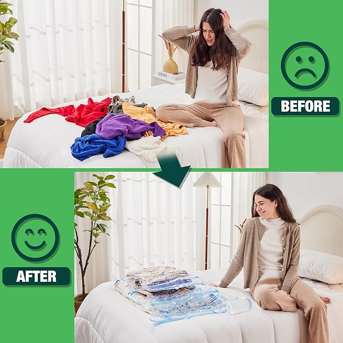 HIBAG Vacuum Storage Bags with Electric Pump, 30 Pack Vacuum Seal Space Saver Bag for Clothes, Clothing, Pillows, Blanket Bedding Comforters-NeatNest