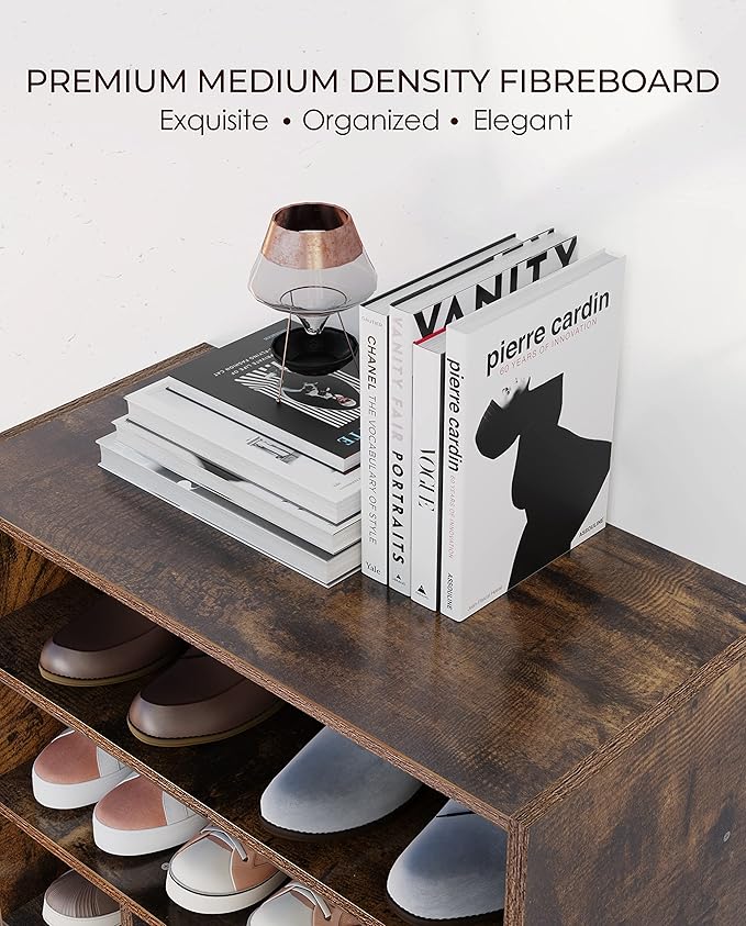 HAIOOU Shoe Cubby, 9-Cube Stackable Wood Shoe Rack Organizer 5-Tier Freestanding Wooden Shoe Stand with 2 Storage Shelf for 10-15 Pairs, Ideal for Apartment Entryway Closet Organization - Rustic-NeatNest
