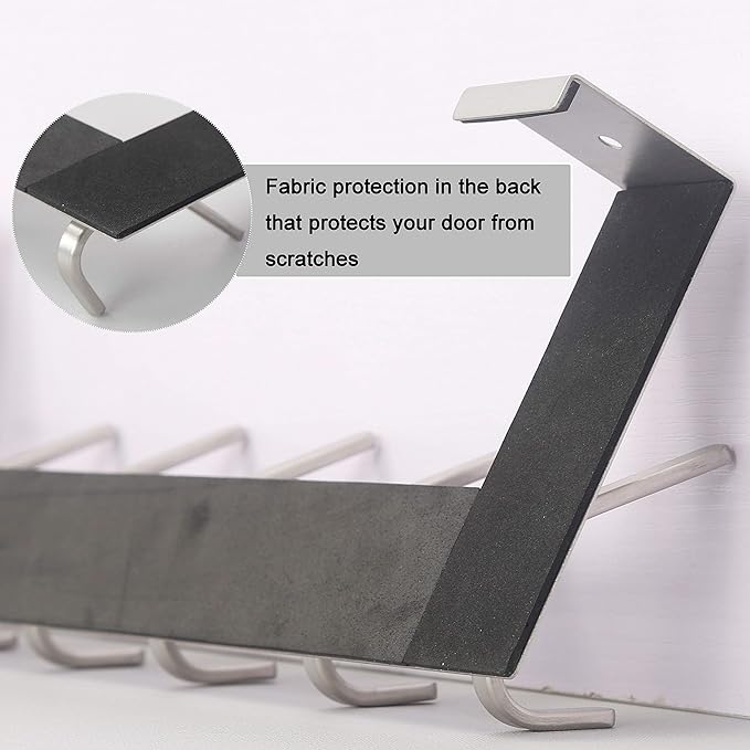 WEBI Over The Door Hooks Door Hanger:Over The Door Towel Rack with 6 Hooks for Hanging,Door Coat Hanger Towel Hanger Over Door Coat Rack for Towels,Clothes,Silver,2 Packs