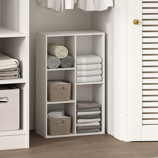 Furinno Reed 5-Cube Open Shelf Clothing & Closet Storage Organization, White-NeatNest