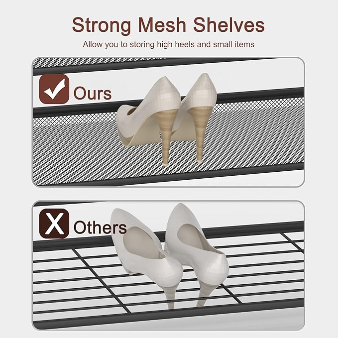 Shoe Rack - Sturdy Steel Shoe Organizer for Front Door Entrance Closet Entryway with Spacious Top - Industrial Style Strong Mesh Storage Shelves (5-Tier 11.8"x36.2"x31.5")-NeatNest