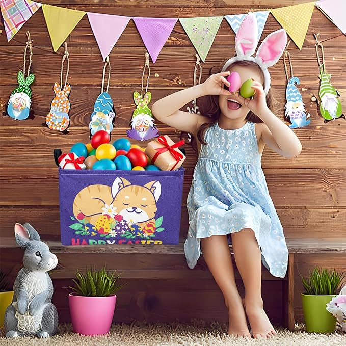 Cat Easter Basket for Kid Large Empty Easter Bunny Eggs Décor Storage Basket (Cat)-NeatNest