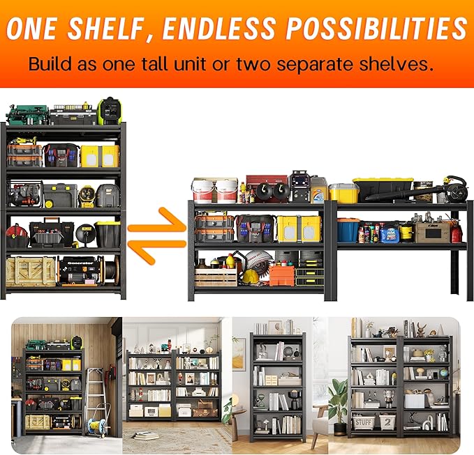 31" H Heavy Duty Garage Shelving Unit, 20" W Adjustable Metal Storage Rack, 4-Tier Metal Shelves, 14" D Industrial Shelving for Garage, Basement, Workshop, Heavy Duty Storage Shelf
