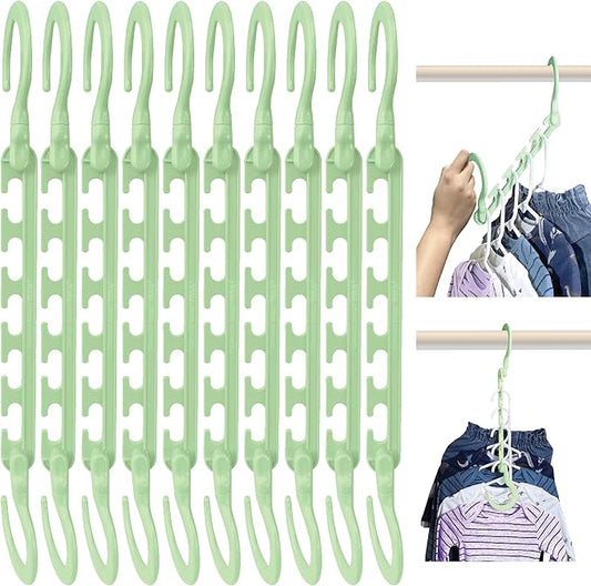 Wonder Hanger Max 10-Pack Space Saving Hangers, Reinforced Hooks Swivels 360°, Cascading Hanger, Teens, College Dorms, Kids & Closet Organizer, Assembled – Pastel Green-NeatNest