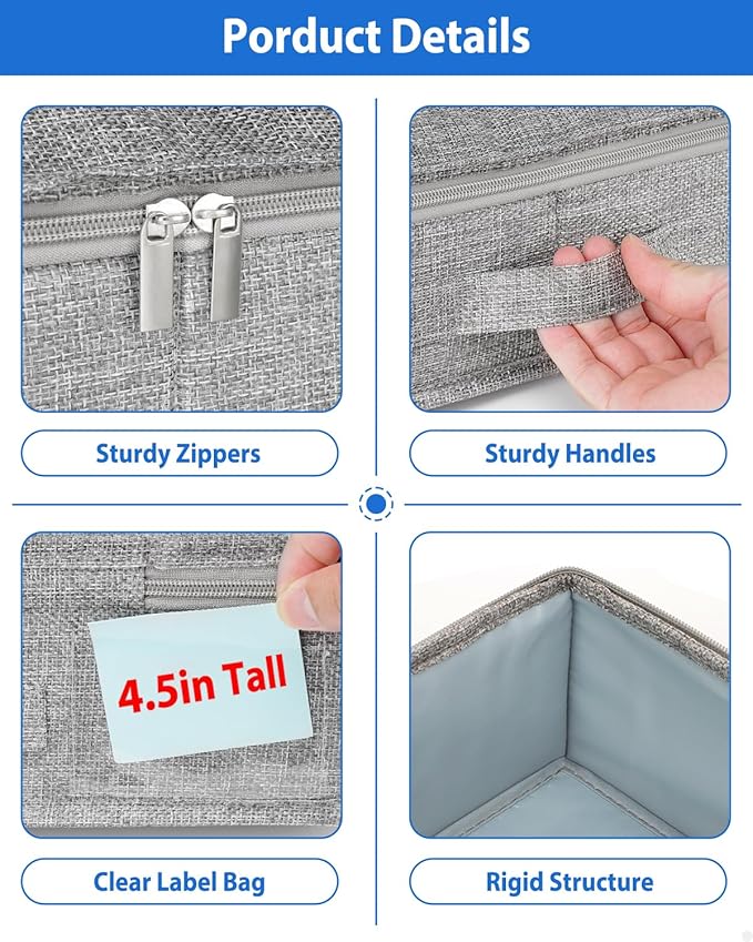2 Pack Low Profile Under Bed Storage Containers 4.5 Inch Height, Shallow Underbed Couch Storage Organizer With Sturdy Sidewalls/Bottom, Thin Underbed Storage Bins For Clothes Dorm Dresser Sofa- Grey-NeatNest