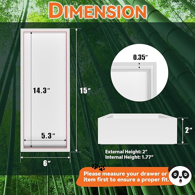 Kitchen Drawer Organizer - 2 Pack, Stackable Bamboo Drawer Organizers, Wooden Storage Box Tray for Cabinet, Pantry, Bathroom Countertop, Multi-use Organization and Storage (White)-NeatNest