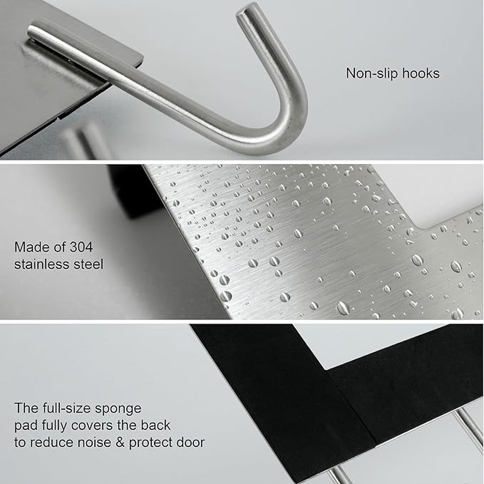 WEBI Over The Door Hooks Door Hanger,Over The Door Towel Rack with 6 Hooks for Hanging,Over Door Coat Rack for Clothes,Back of Bathroom,Brushed Nickel,2 Packs
