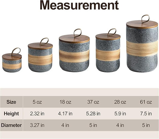 Ceramic Jar with Lid Airtight, Coffee Container Kitchen Food Storage Jars for Spice Sugar Tea Bag, Stackable Decorative Jars for Countertop, Grey & 18oz-NeatNest