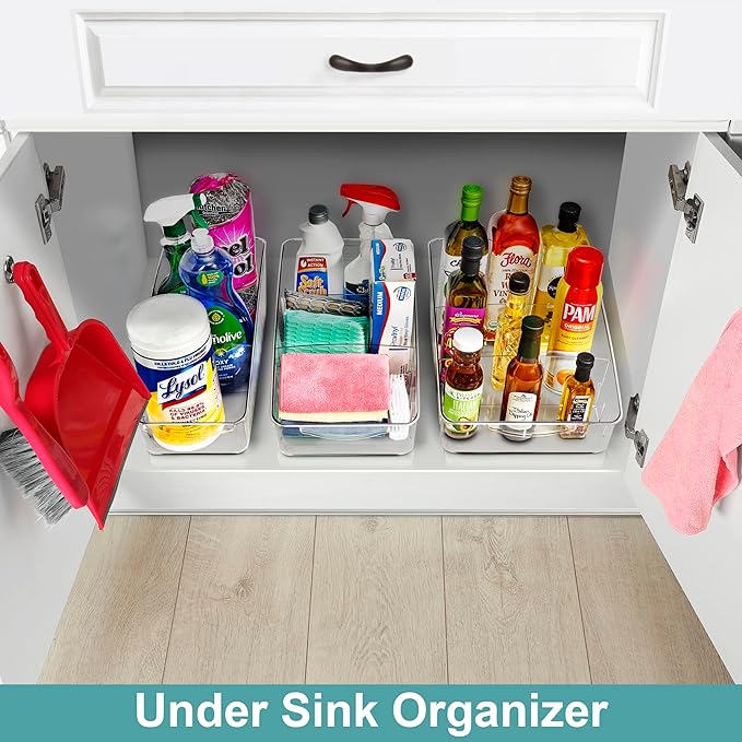 Sorbus Fridge Organizer on Wheels - Rolling Fridge Organizers and Storage Clear Design with Dividers & Handles for Kitchen Organization and Storage (Curved Top, Small - 1 Pack)