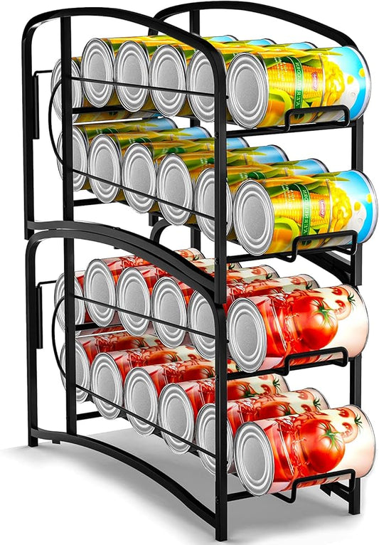 AULEDIO Stackable Beverage Can Dispenser Rack, Storage Organizer Holder for Canned food or Pantry Refrigerator,Black(2 Pack)-NeatNest