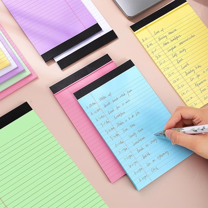12 Packs Legal Pads 5x8, Totally 360 Sheets Colored Legal Pads 5x8 College Ruled Writing Pads Small Note Pads 30 Sheets/Pad Tablets Lined Notepad for School, Office, To-Do Lists