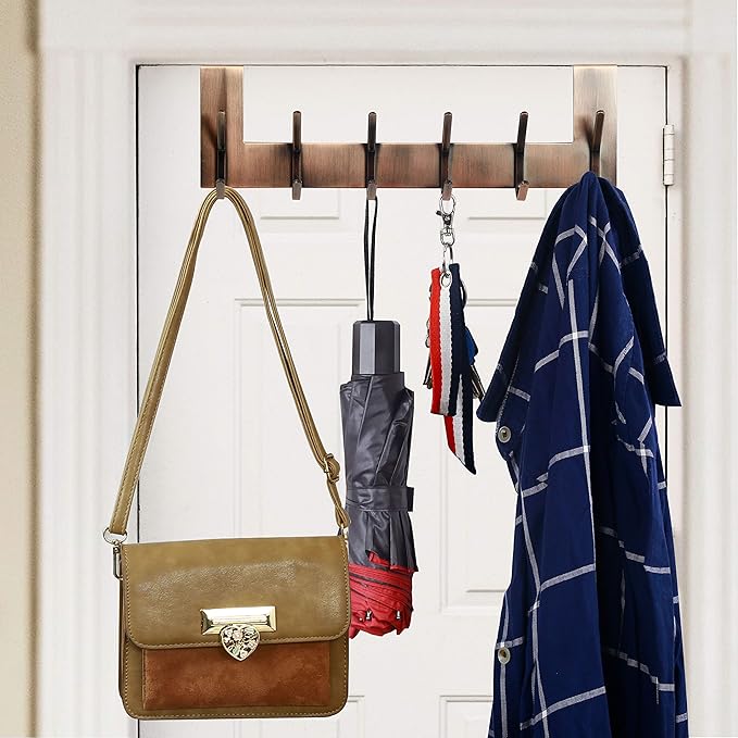 WEBI Over The Door Hooks for Hanging,Door Hanger,Over The Door Towel Rack,Over Door Coat Rack for Hanging Clothes,Towels,Antique Copper,2 Packs