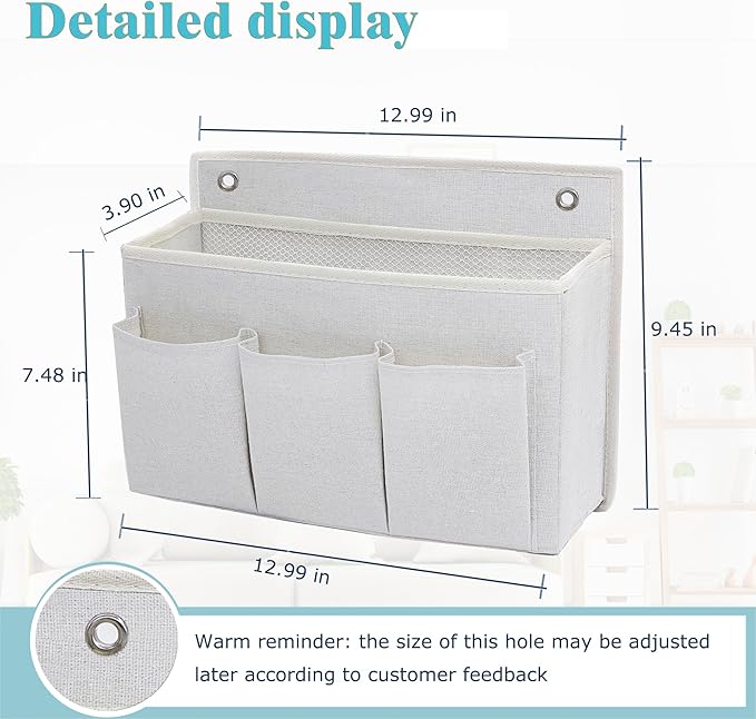2-Pack Wall Hanging Organizer Bag/Hanging Baskets with Large Mesh Compartment & 3 Pockets，Over the Door Organizer Space Saving Storage for Bedroom,RV Camper, Closet (White-2 Pack)-NeatNest