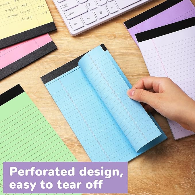 12 Packs Legal Pads 5x8, Totally 360 Sheets Colored Legal Pads 5x8 College Ruled Writing Pads Small Note Pads 30 Sheets/Pad Tablets Lined Notepad for School, Office, To-Do Lists