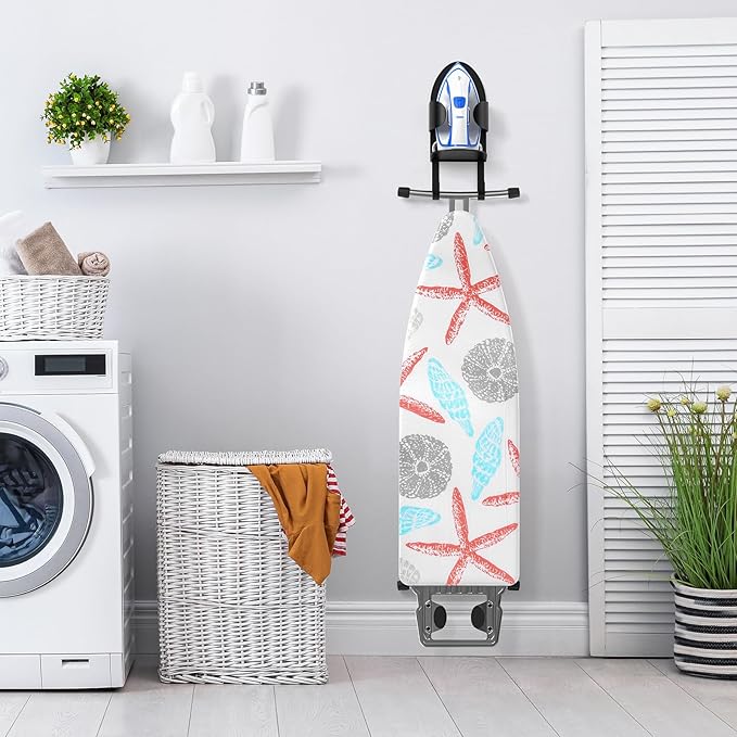 ORLESS Metal Large Ironing Board Holder Wall Mount, Ironing Board Hanger, Iron Board Holder, Iron Board Hook Wall Mount, for Laundry Rooms (Black)
