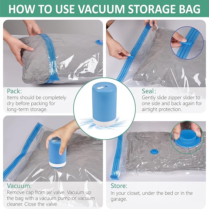 Cozy Essential 35 Pack Vacuum Storage Bags with Electric Pump, Vacuum Seal Space Saver Bags for Clothing, Pillows, Blanket, Bedding, Comforters-NeatNest