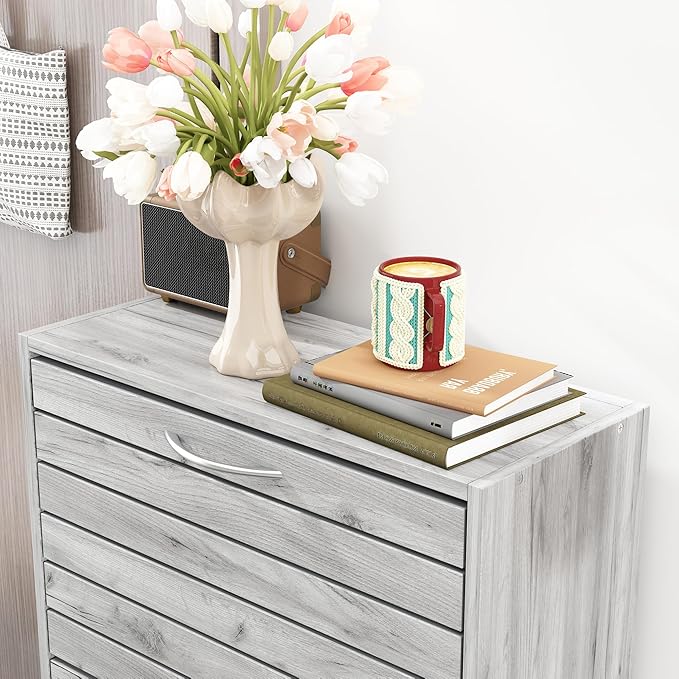 Shoe Cabinet with 2 Flip Drawers, Shoe Storage Organizer with 2-Tier Shelf for Entryway, Freestanding Shoe Rack Storage Organizer, Light Grey-NeatNest