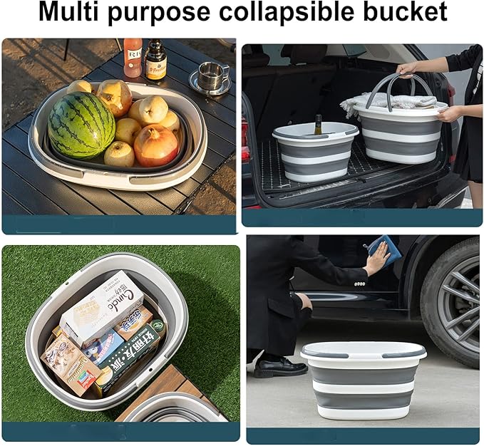 Outdoor Camping Plastic Foldable Ice Bucket Water Bucket, Portable Cleaning Tool Storage Tote Pop Up Mop Bucket for Dorm and Bedroom, Collapsible Plastic Bucket for Fishing, Garden (Blue)-NeatNest