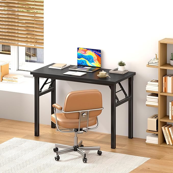 DlandHome 31.5 inches Small Computer Desk for Home Office Folding Table Writing Table for Small Spaces Study Table Laptop Desk No Assembly Required Black DND-AC5CB-8040-NeatNest