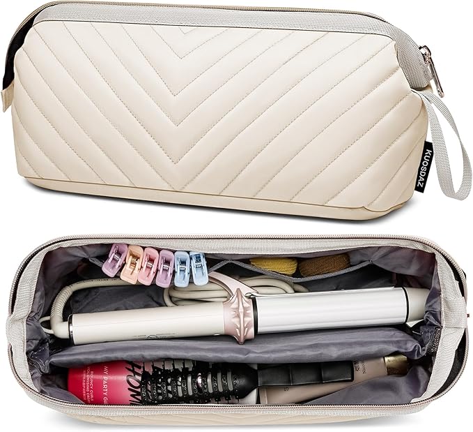 Hair Tools Travel Bag for Shark Flexstyle Dyson, Quilted Case Organizer Bag, Gift for Women Hair Accessories Storage Bag, Travel Hairdryer Portable Bag for Women, Beige-NeatNest