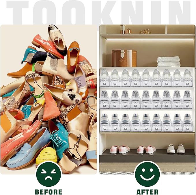 20PACK Shoe Slots Organizer for Closet,Adjustable Shoe Rack Holder Shoe Space Savers Double Layer Stack Shoe Racks for Closet Organization(Transparent)-NeatNest