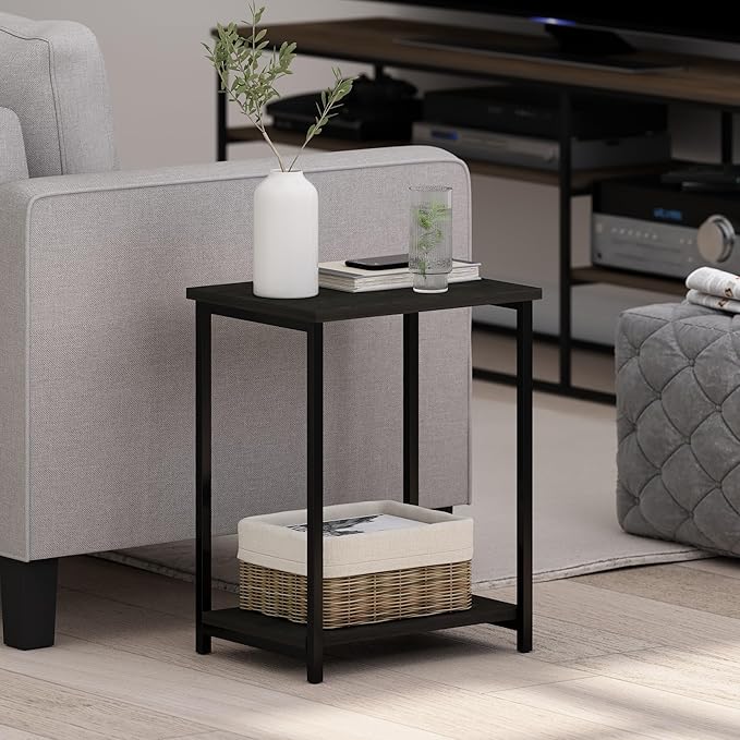 Furinno Simplistic Metal Frame End Table, 2-Pack, Espresso-NeatNest