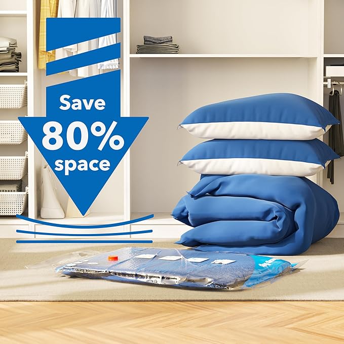 Vacuum Storage Bags 18 Pack,4 Jumbo, 4 Large, 4 Midium, 4 Small,2 Roll Bags Space Saver Sealer Bags, Airtight Compression Bags for Clothes, Pillows, Comforters, Blankets, Bedding,clothing-NeatNest