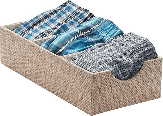 Household Essentials Brown 722-1 Deep 3 Section Drawer Organizer Box for Storage | 12 in x 6.13 in x 3.13-NeatNest