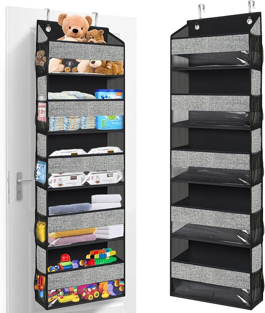 homyfort Over Door Organizer with 5 Large Pockets 10 Mesh Side Pockets, 5-Shelf Extra Large and Sturdy Hanging Storage Organizer for Pantry, Nursery (Black)-NeatNest
