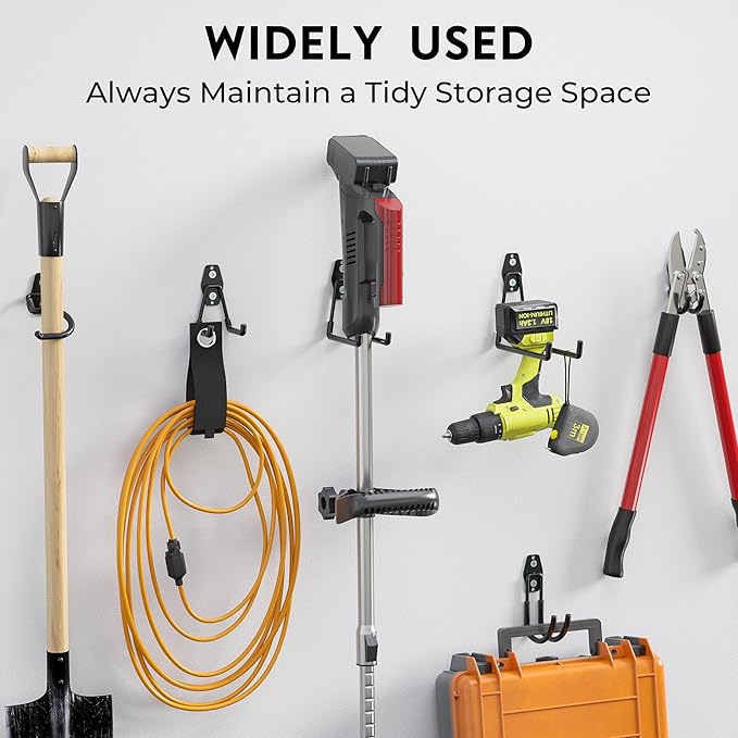 BONTEC Heavy Duty Garage Hooks, Anti-Slip Coated Black Steel with Strong Load Capacity, Multi-Sized U and J Hooks, Easy Wall Mount for Garage, Garden, Workshop (Black, 18 Pack)-NeatNest