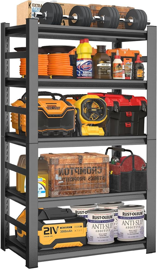 63" Heavy Duty Garage Shelving, 5-Tier Adjustable Storage Shelf, 2000lbs Capacity for Kitchen Garage Warehouse Organization-NeatNest
