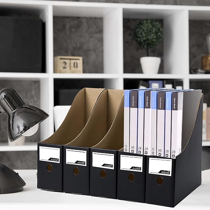 12 Pack Black Cardboard Magazine Holder Premium Magazine File Holder Magazine Organizer, Magazine Storage Box, Large Volume Magazine File Organizer as Book Bins or Folder Holder for Desk