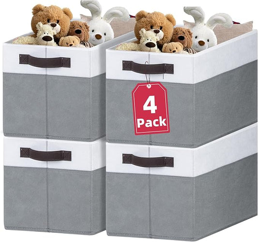 Criusia Extra Large Storage Bins 4 Pack - 16x12in Closet Organizers and Storage Baskets for Organizing Clothes Toy Blanket - Fabric Storage Cubes Containers for Shelves - All Room Organization-NeatNest
