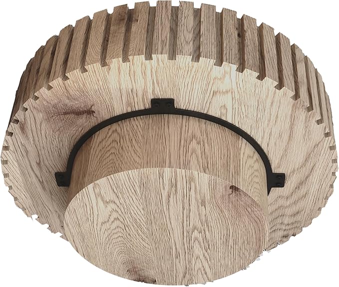 kevinplus 31.4'' Round Circle Coffee Table Modern Wood Coffee Table for Living Room, Contemporary Minimalist Fluted Drum Pedestal Style, Easy Assembly, Wood