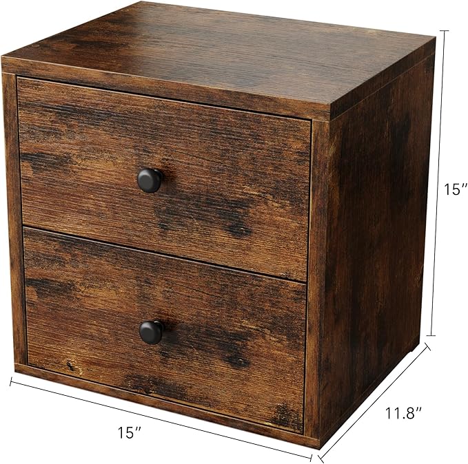 FUSUNBAO Magic DIY Cube Storage Organizer Stackable Cubes for Home Books Clothes Toy-Modular Cubby Storage System-Office Cubical-Bookcase Closet (Antique Brown, Drawer Cube)-NeatNest
