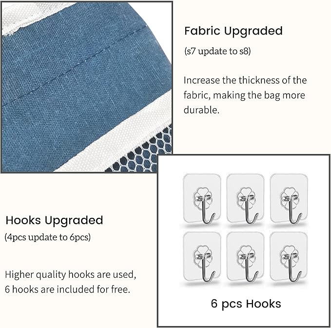 2pcs Large Wall Hanging Organizer Bag, Linen Fabric Door Hanging Storage Baskets with Pockets, Waterproof Bin for Kitchen, Bedroom, Office, RV Camper (Blue)-NeatNest